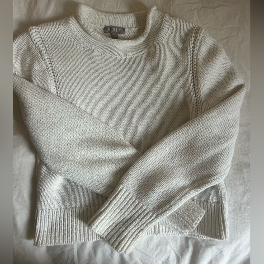 J. Crew white Knit roll neck Pullover